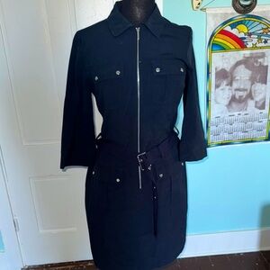 Michael Kors short sleeve utility belted stretch zip up minidress M
